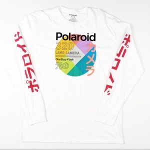 Polaroid Logo Multicolor Text White Long Sleeve T
